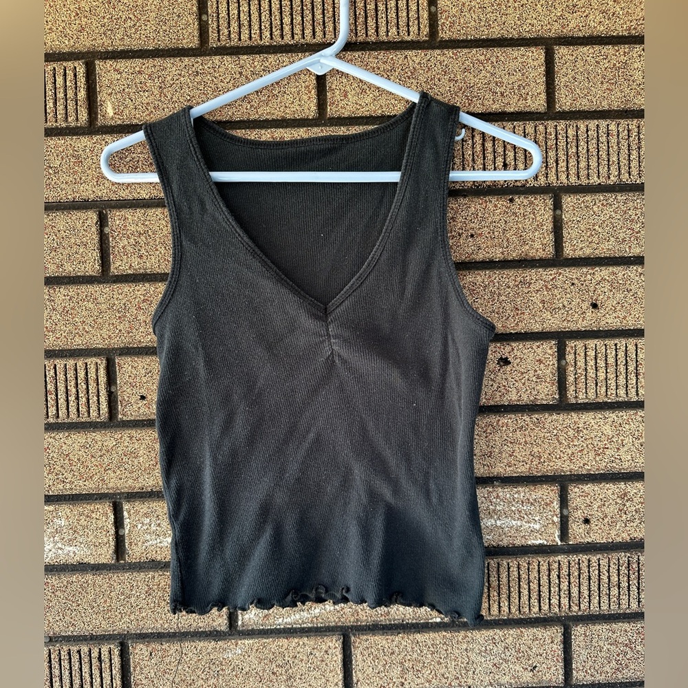 Vintage 90’s Ribbed V Neck Tank with Lettuce Hem Girls size 12